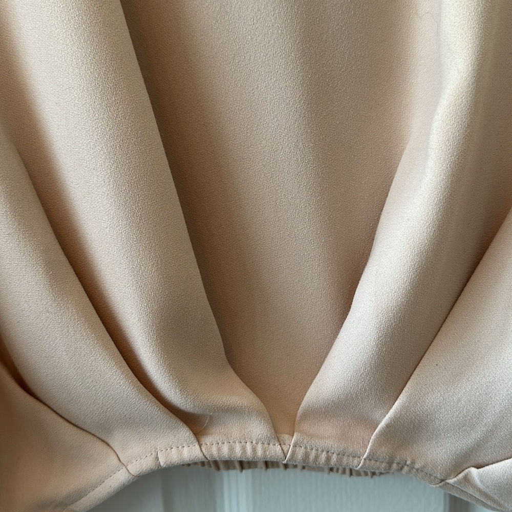 Trina Turk blush/nude ish  colored  top with pleats and baggy short sleeves - Picture 3 of 4
